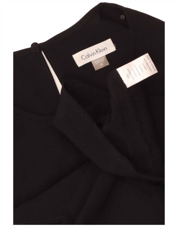 CALVIN KLEIN Rochie A-Line fără mâneci pentru femei US 10 Poliester negru mare