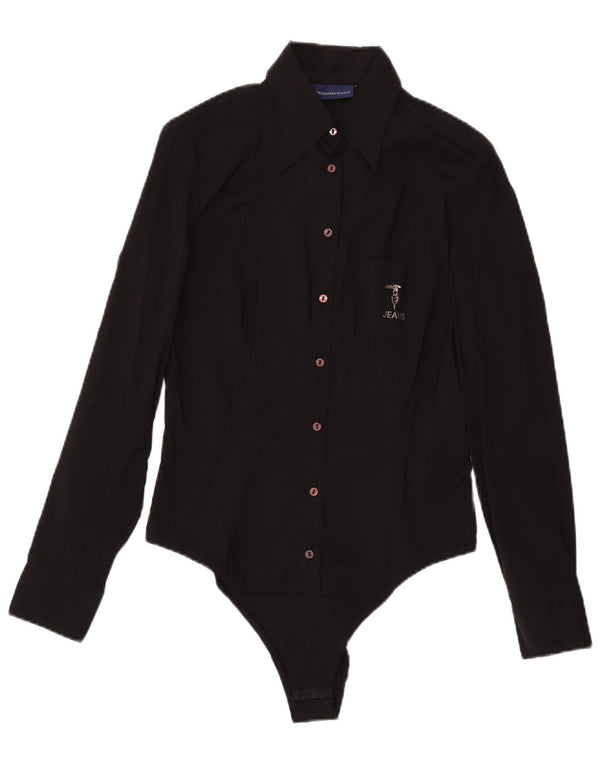 Trussardi Body cu mânecă lungă pentru femei UK 12 Bumbac mediu negru