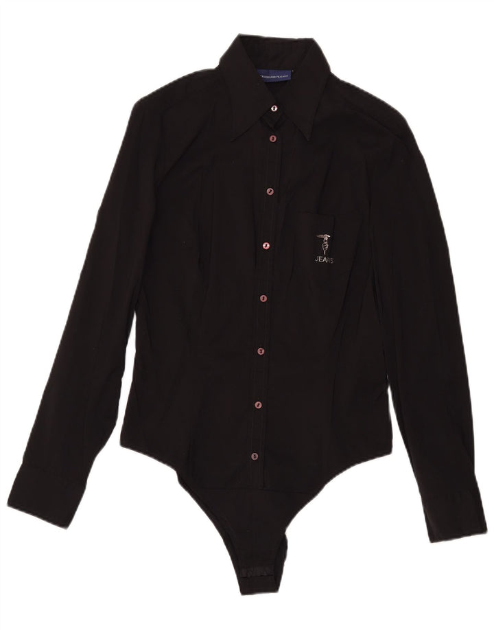 Trussardi Body cu mânecă lungă pentru femei UK 12 Bumbac mediu negru