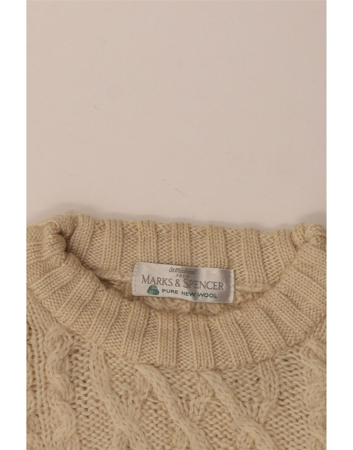 Pulover pentru bărbați Marks & Spencer, cu gât crew, 2XL, bej, lână