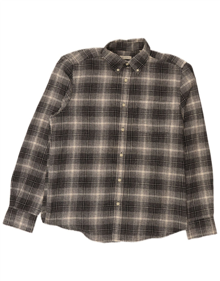 Cămașă de flanel pentru bărbați J. Hart & Bros, bumbac cu carouri, negru