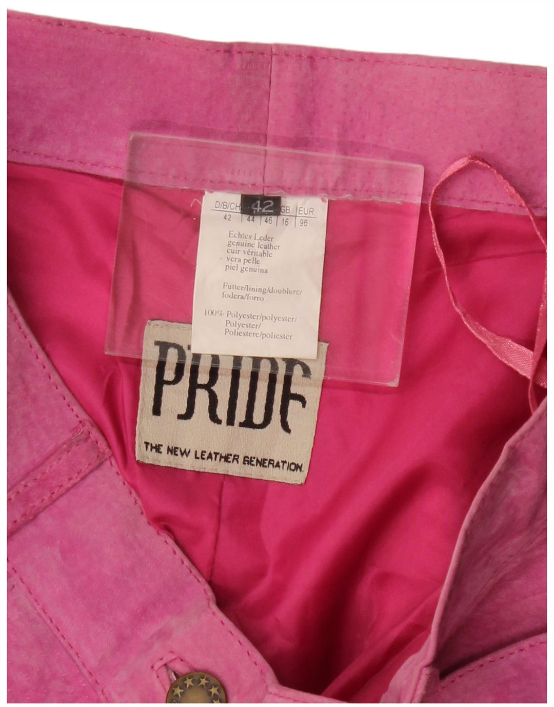 VINTAGE Pantaloni drepti de piele intoarsa pentru femei UK 16 Large W30 L29 Pink Piele