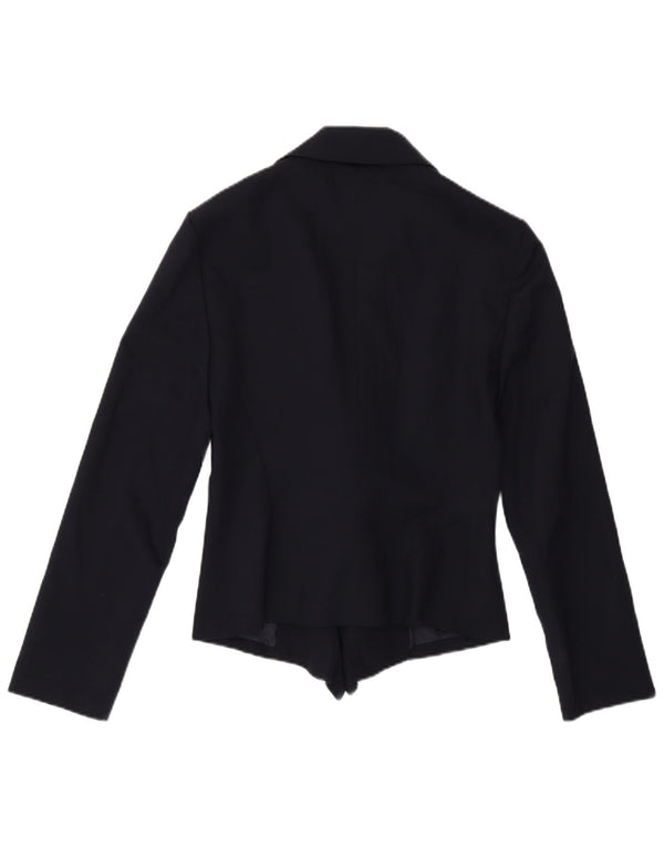 Jachetă vintage pentru femei crop blazer IT 42 Medium bleumarin Lână