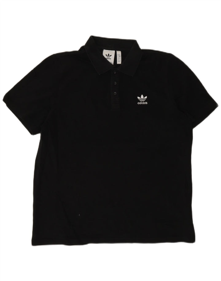 Tricou polo Adidas pentru bărbați, bumbac mediu negru