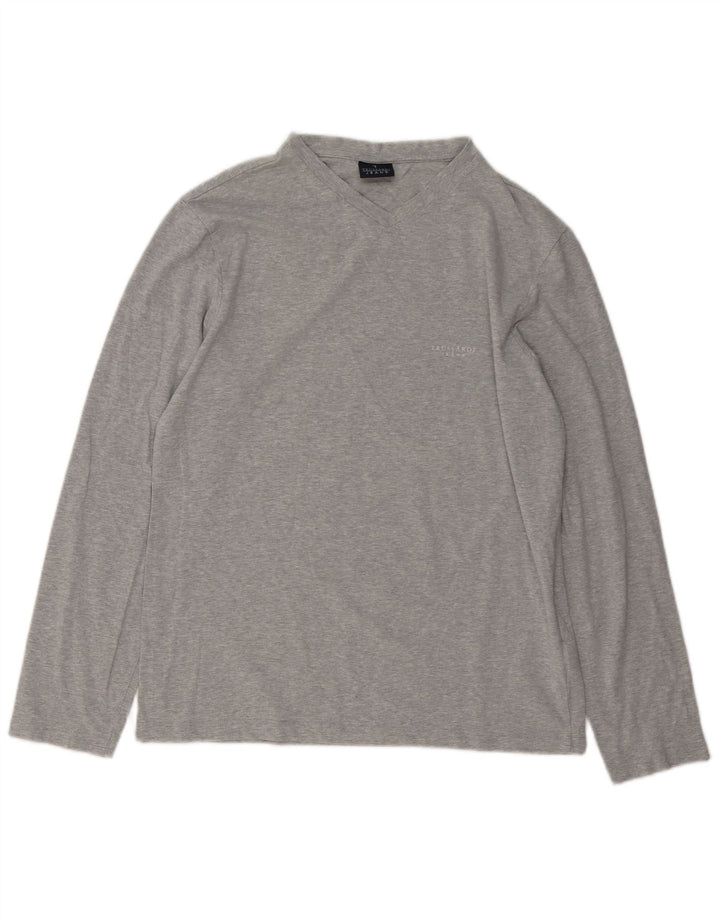 Trussardi Jeans Top pentru bărbați cu mânecă lungă, gri mediu, bumbac cu pete