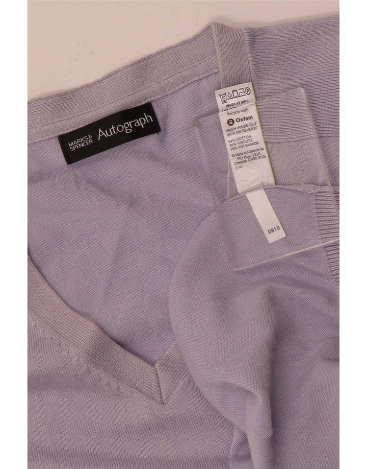 Pulover cu decolteu în V cu autograf pentru bărbați Marks & Spencer, bumbac albastru mare