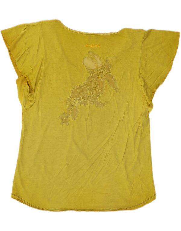 Tricou grafic Desigual pentru femei Top UK 16 Large Yellow Floral