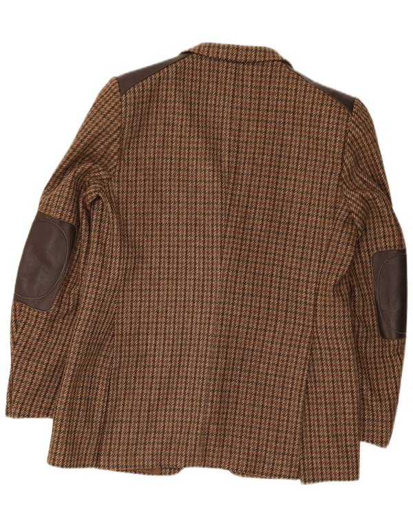 Jachetă vintage pentru bărbați cu 2 nasturi IT 52 XL Lână maro cu picior de gală