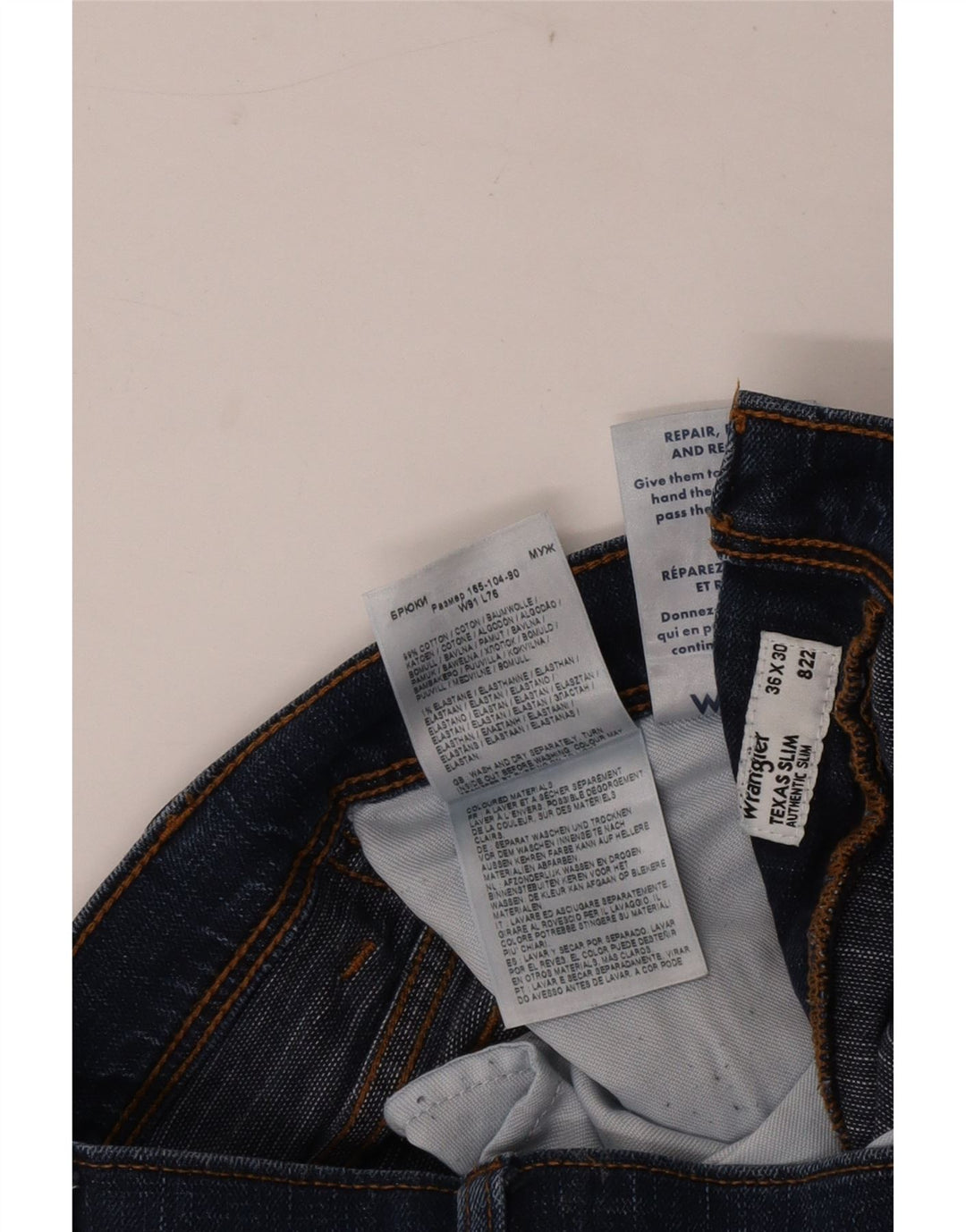 Blugi slim Texas Wrangler pentru bărbați W36 L30 bumbac bleumarin