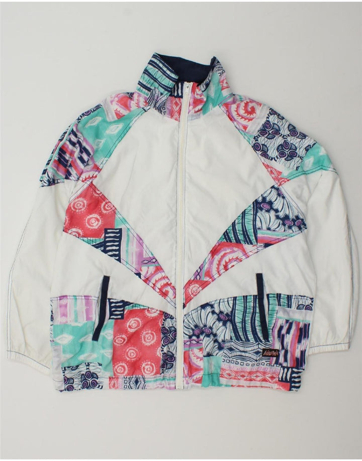 VINTAGE Womens Tracksuit Top Jacket EU 44/46 XL White Floral Polyester Vintage Vintage and Second-Hand Vintage from Messina Hembry 