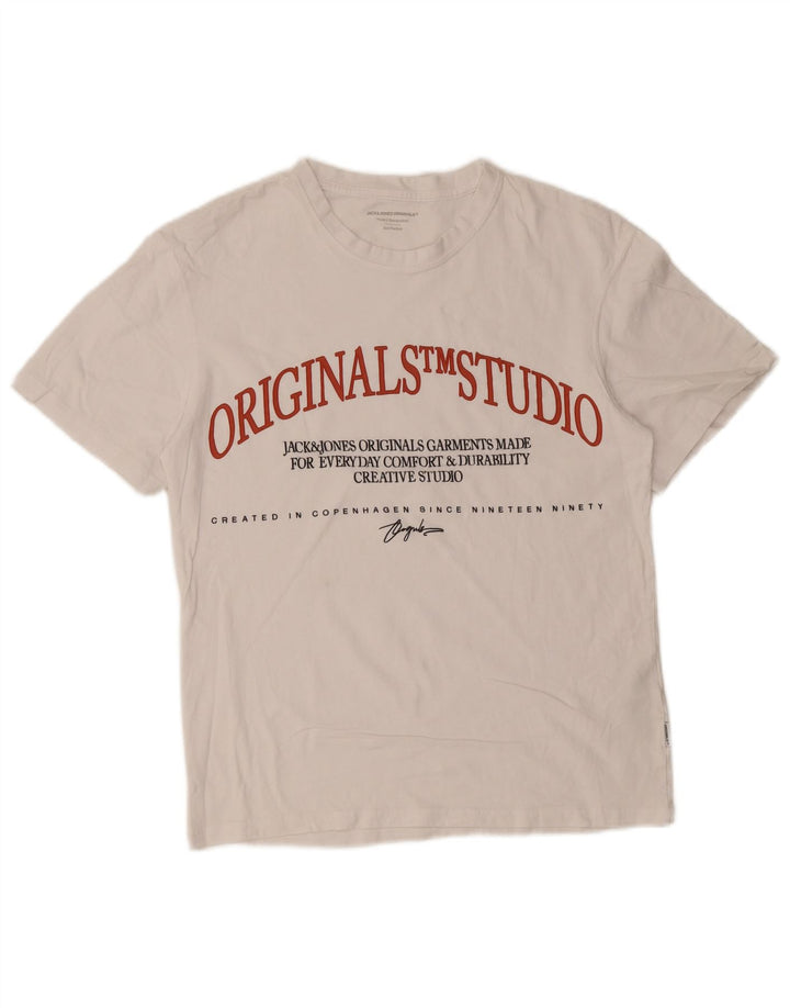 Tricou cu grafic Jack & Jones pentru bărbați Top mediu din bumbac alb