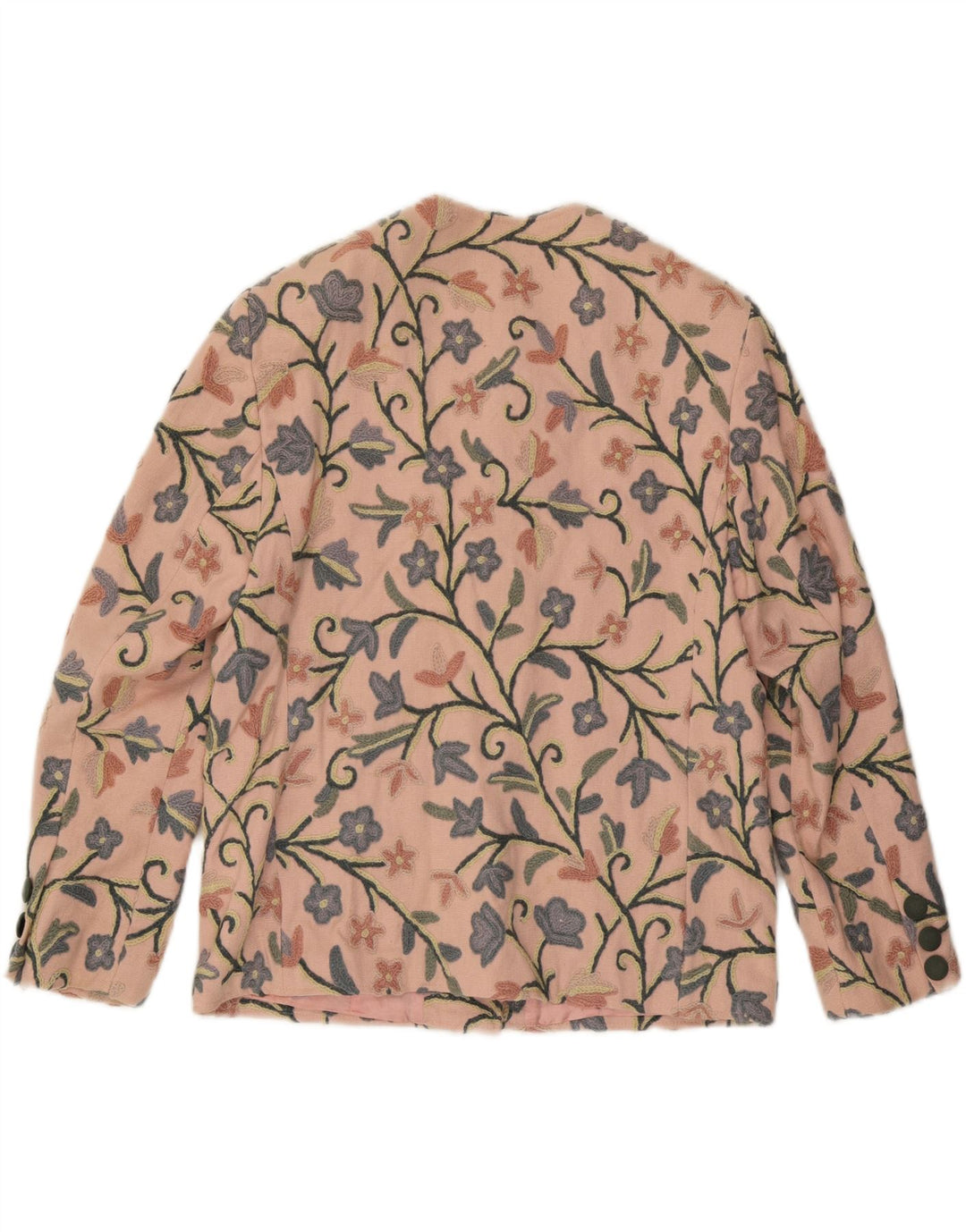Jachetă vintage pentru femei cu 6 nasturi EU 40, bumbac floral, roz mediu