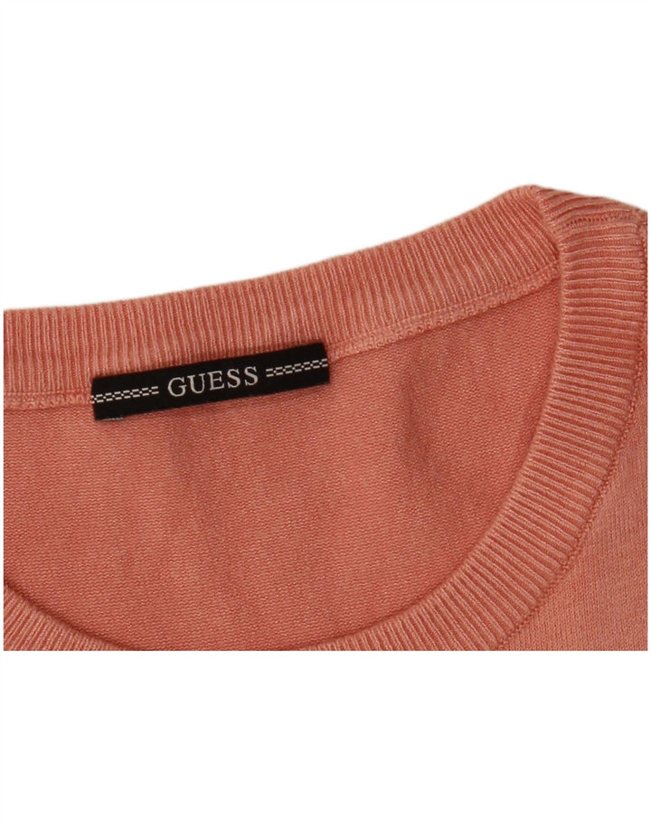 Pulover Guess pentru femei cu decolteu rotund cu grafică, UK 14, roz mediu