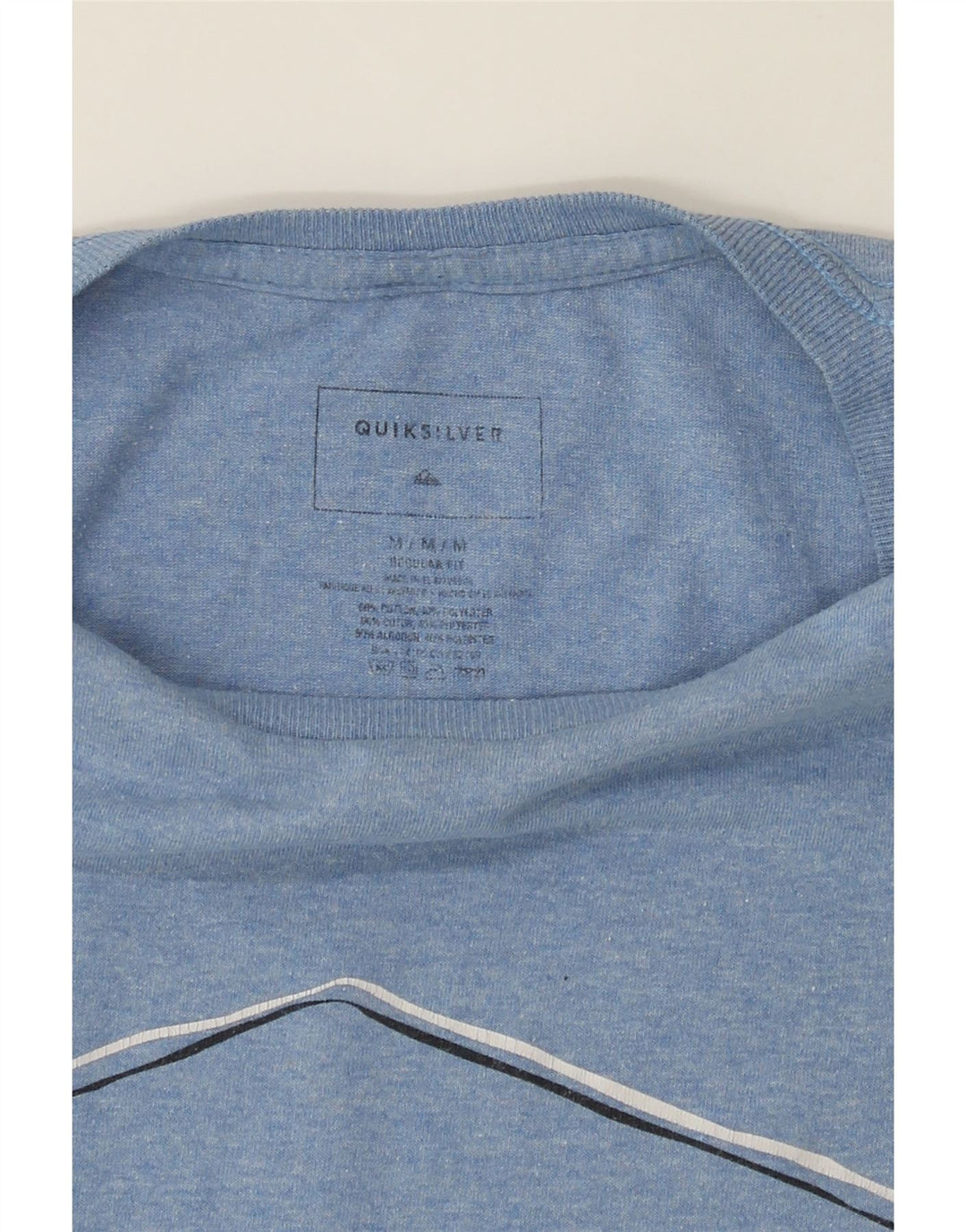 QUIKSILVER Mens Regular Fit Graphic T-Shirt Top Medium Blue Cotton Vintage Quiksilver and Second-Hand Quiksilver from Messina Hembry 