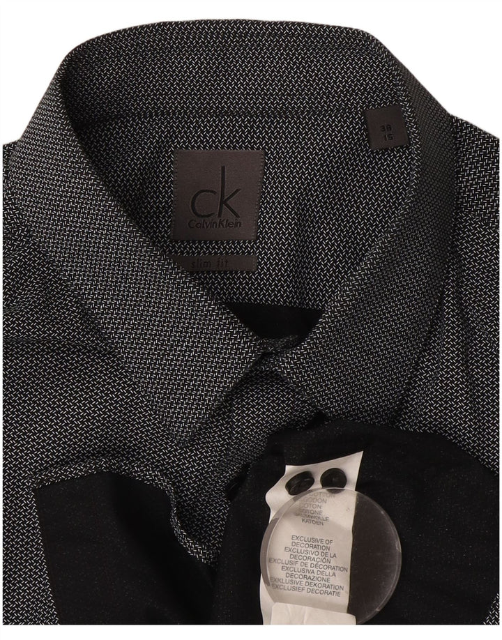 Cămașă Calvin Klein pentru bărbați, slim fit, mărimea 38 15, bumbac mediu negru în schemă
