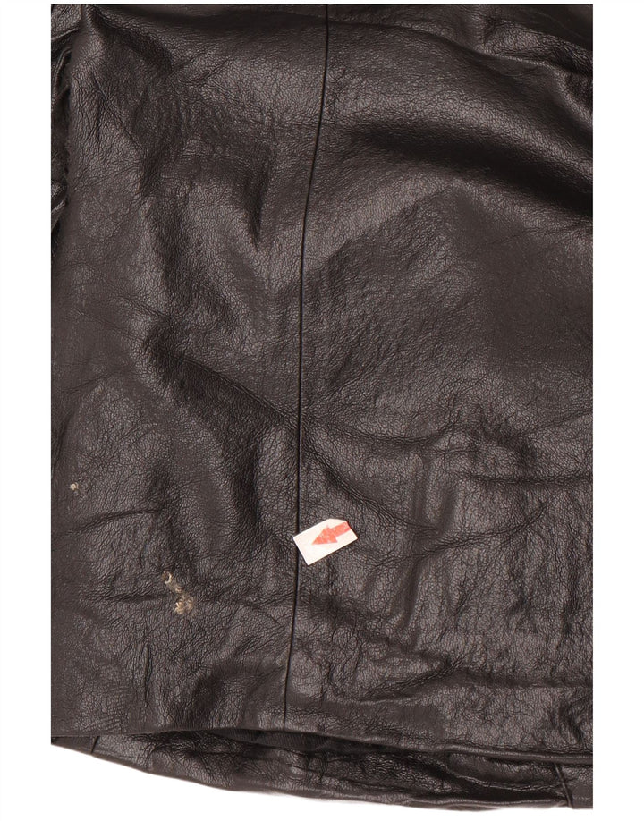 Jachetă Blazer din piele artificială cu 1 nasture Zara pentru femei UK 14 Medium Black