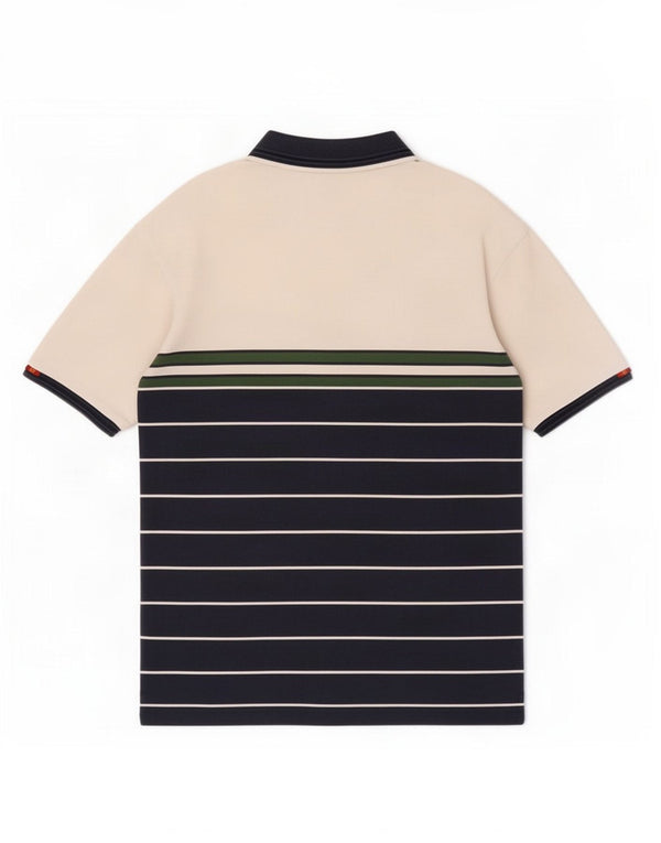 Ellesse Mens Polo Shirt Medium Navy Blue Striped Cotton