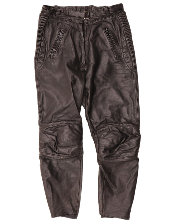 Pantaloni Moto Racer Femei VINTAGE IT 44 Medium W30 L27 Piele Neagră