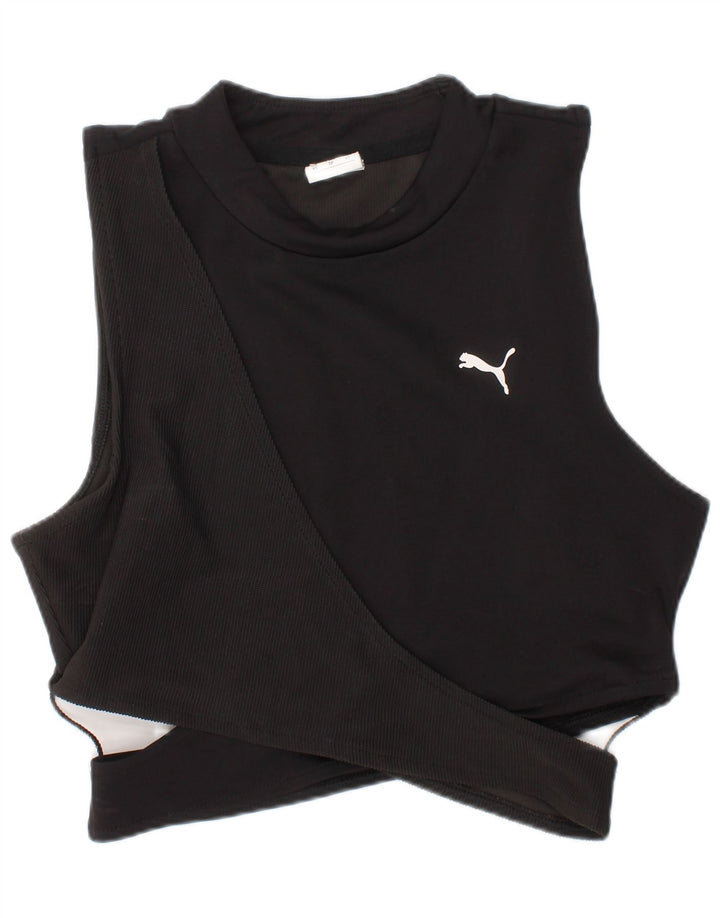 PUMA Womens Crop Top UK 4 XS Black Polyester Sports