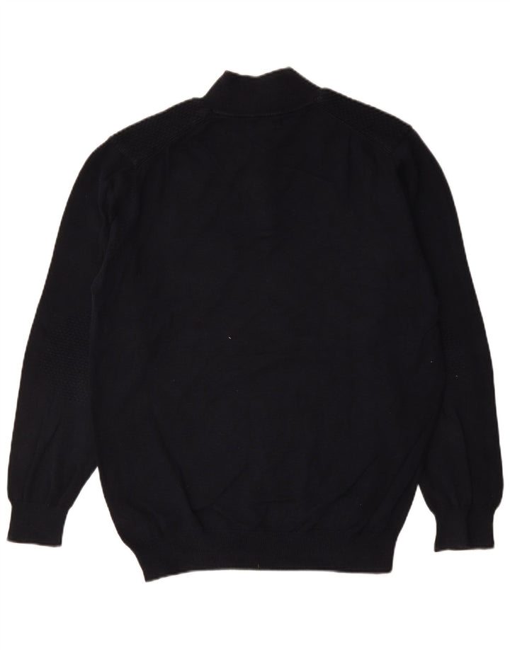 Massimo Dutti Pulover pentru bărbați cu gât cu nasturi, XL, bumbac bleumarin