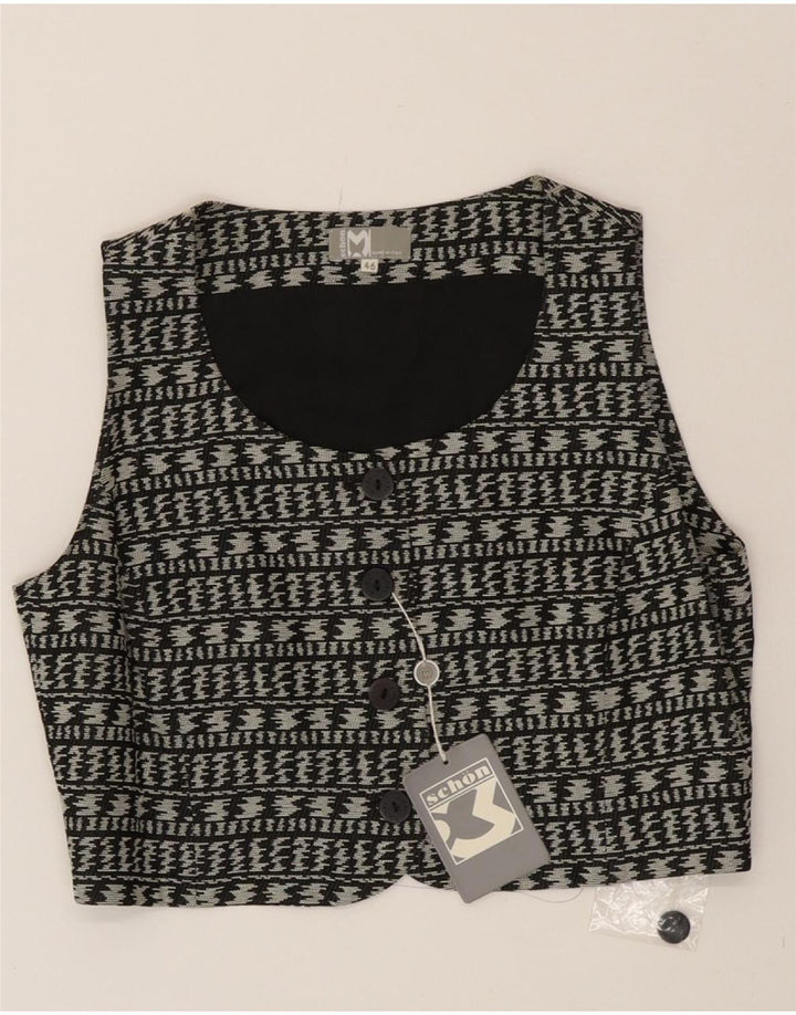 VINTAGE Womens Waistcoat IT 46 Large Black Houndstooth Viscose Vintage Vintage and Second-Hand Vintage from Messina Hembry 
