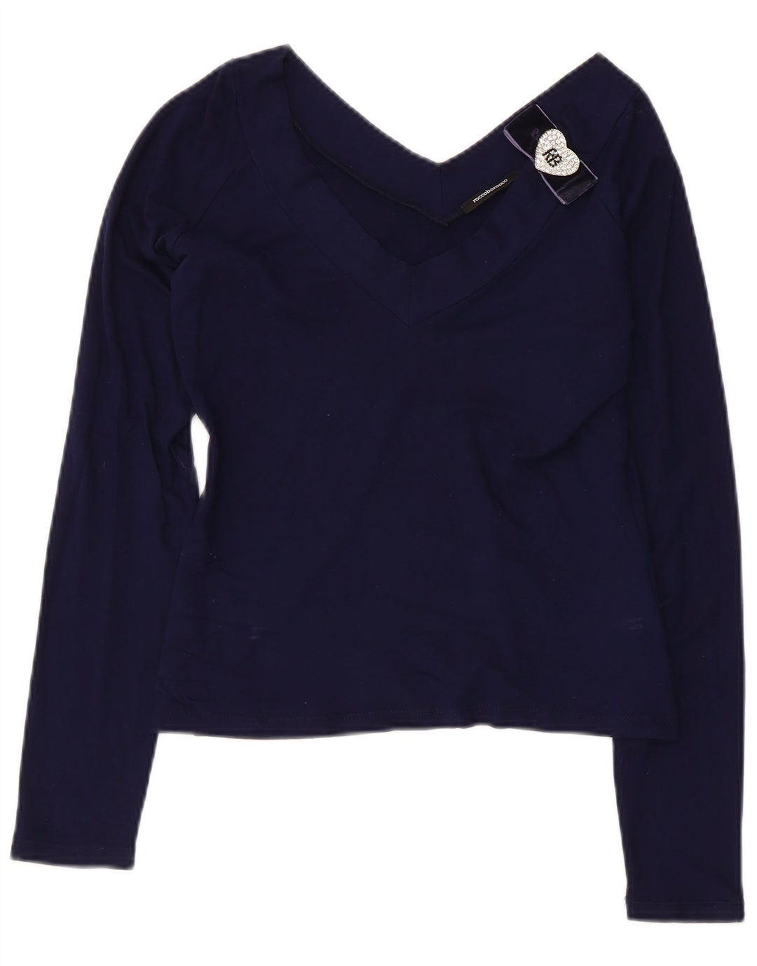 ROCCOBAROCCO Crop Top pentru femei cu mânecă lungă US 8 Medium Bleumarin Viscoză