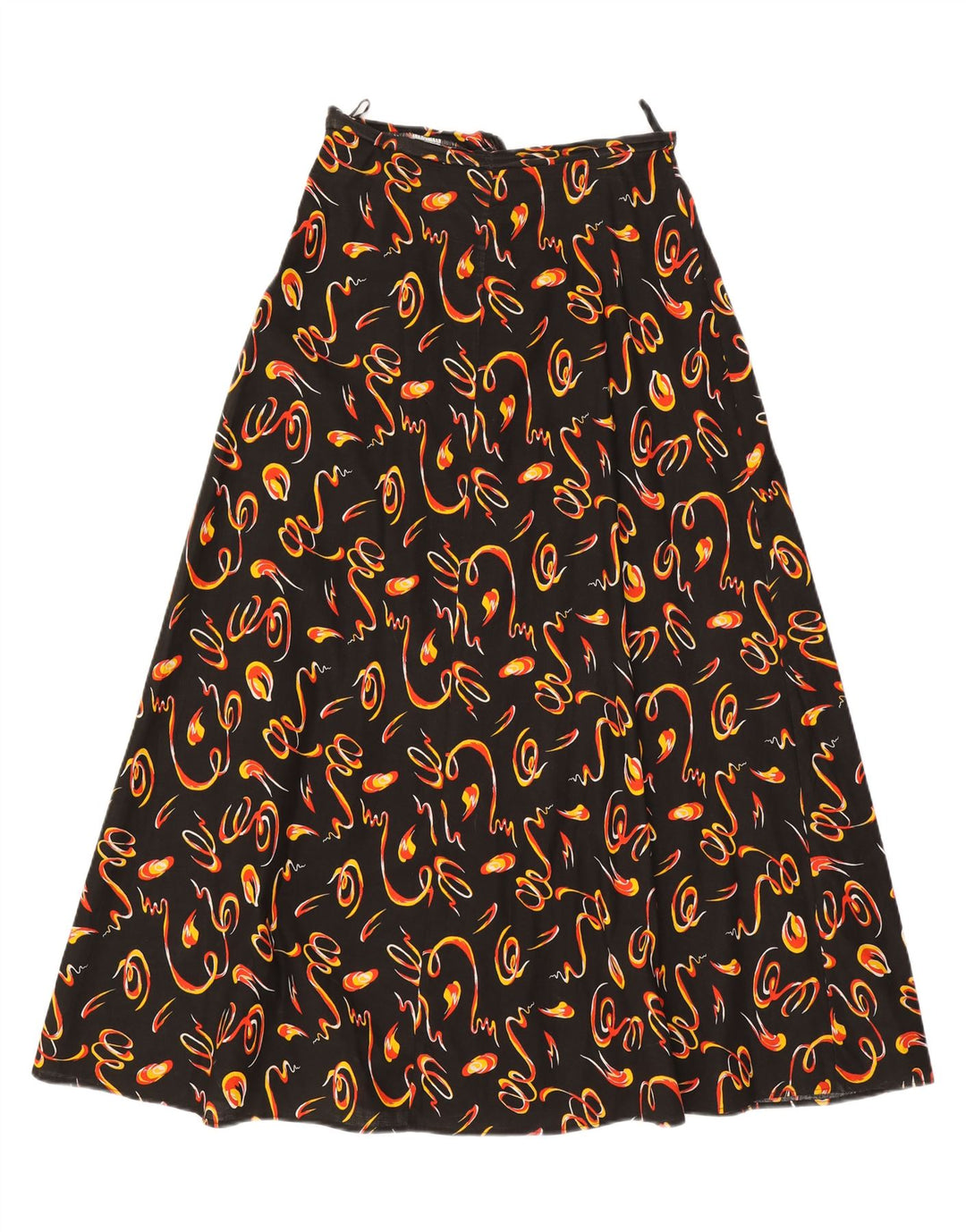 VINTAGE Womens Abstract Pattern Maxi A-Line Skirt W29 Medium Black Vintage Vintage and Second-Hand Vintage from Messina Hembry 