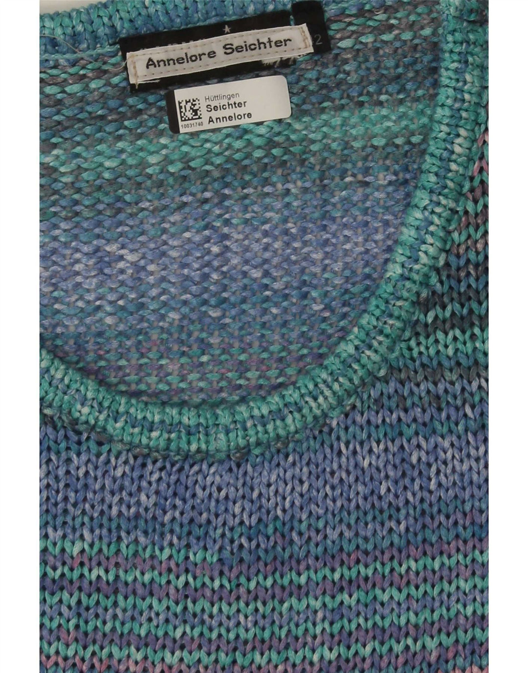 Pulover vintage pentru damă cu gât roșu IT 42 mediu multicolor cu dungi