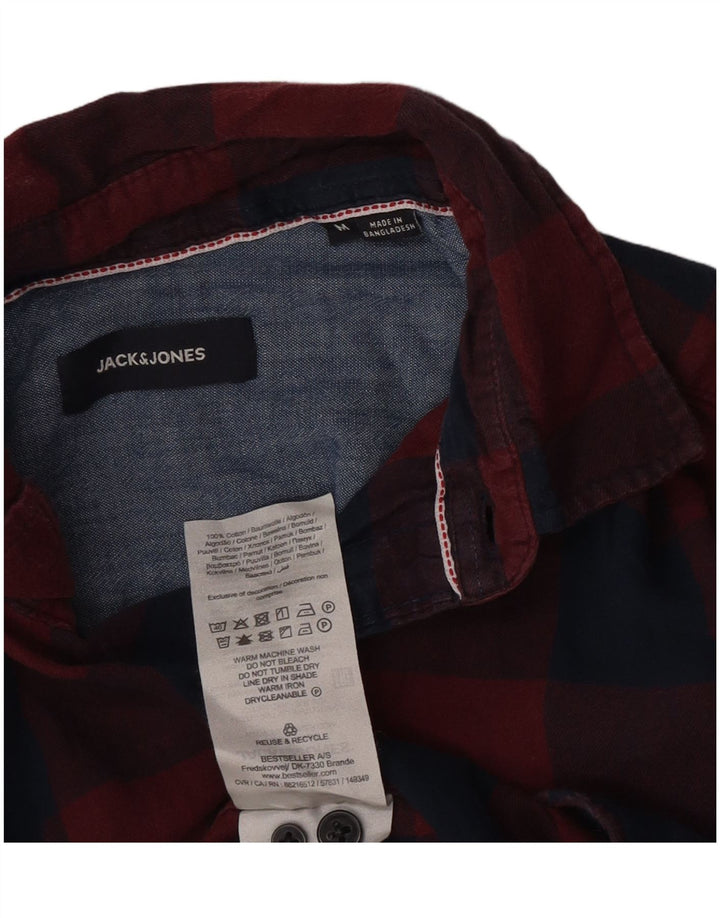 Cămașă de flanel Jack & Jones pentru bărbați, bumbac vichy burgundy mediu