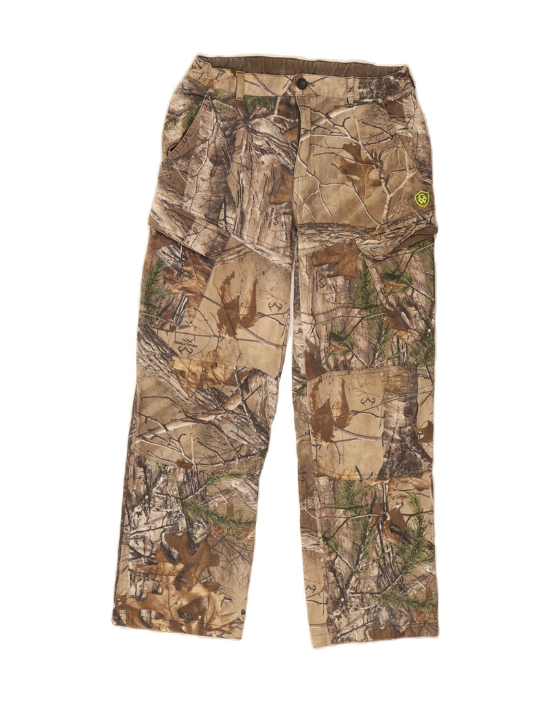 GAME WINNER Boys Cargo Trousers 12-13 Years Lareg W28 L27 Brown Floral Vintage Game Winner and Second-Hand Game Winner from Messina Hembry 