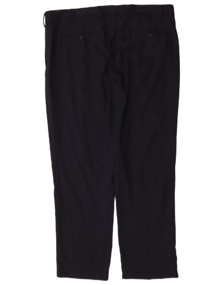 Pantaloni de costum pentru bărbați Marks & Spencer, cu tăiere obișnuită, L38 L29 Lână bleumarin