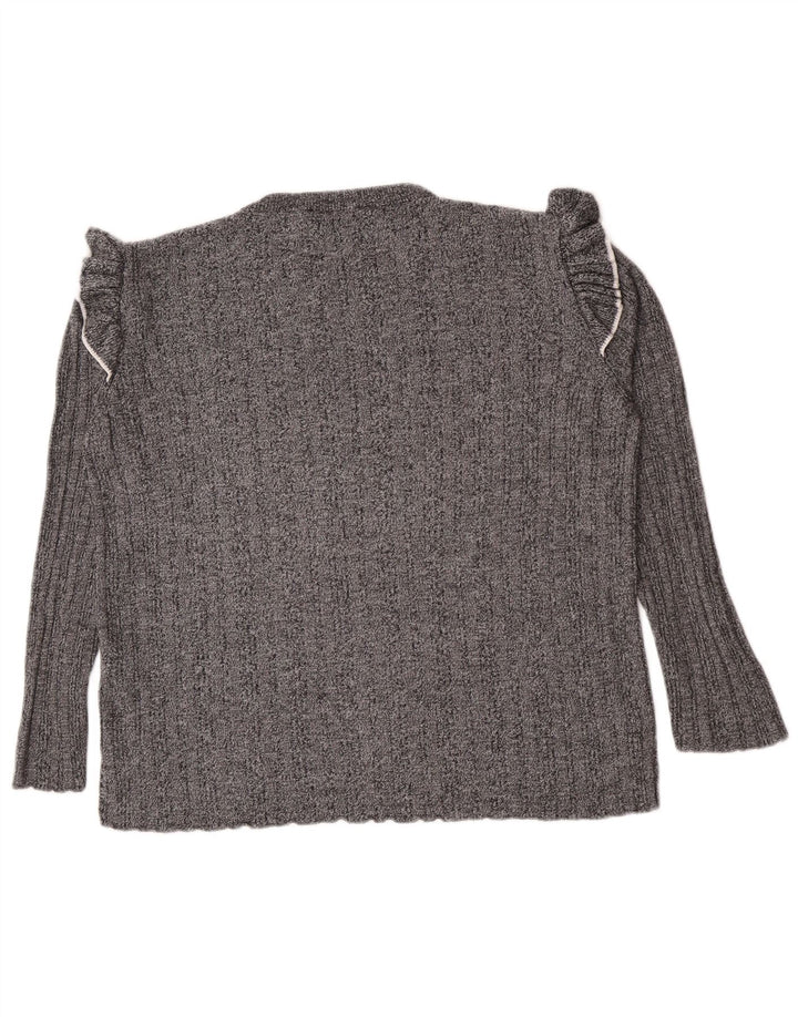 Pulover pentru femei Marks & Spencer cu decolteu triplu UK 16 mare, gri acrilic