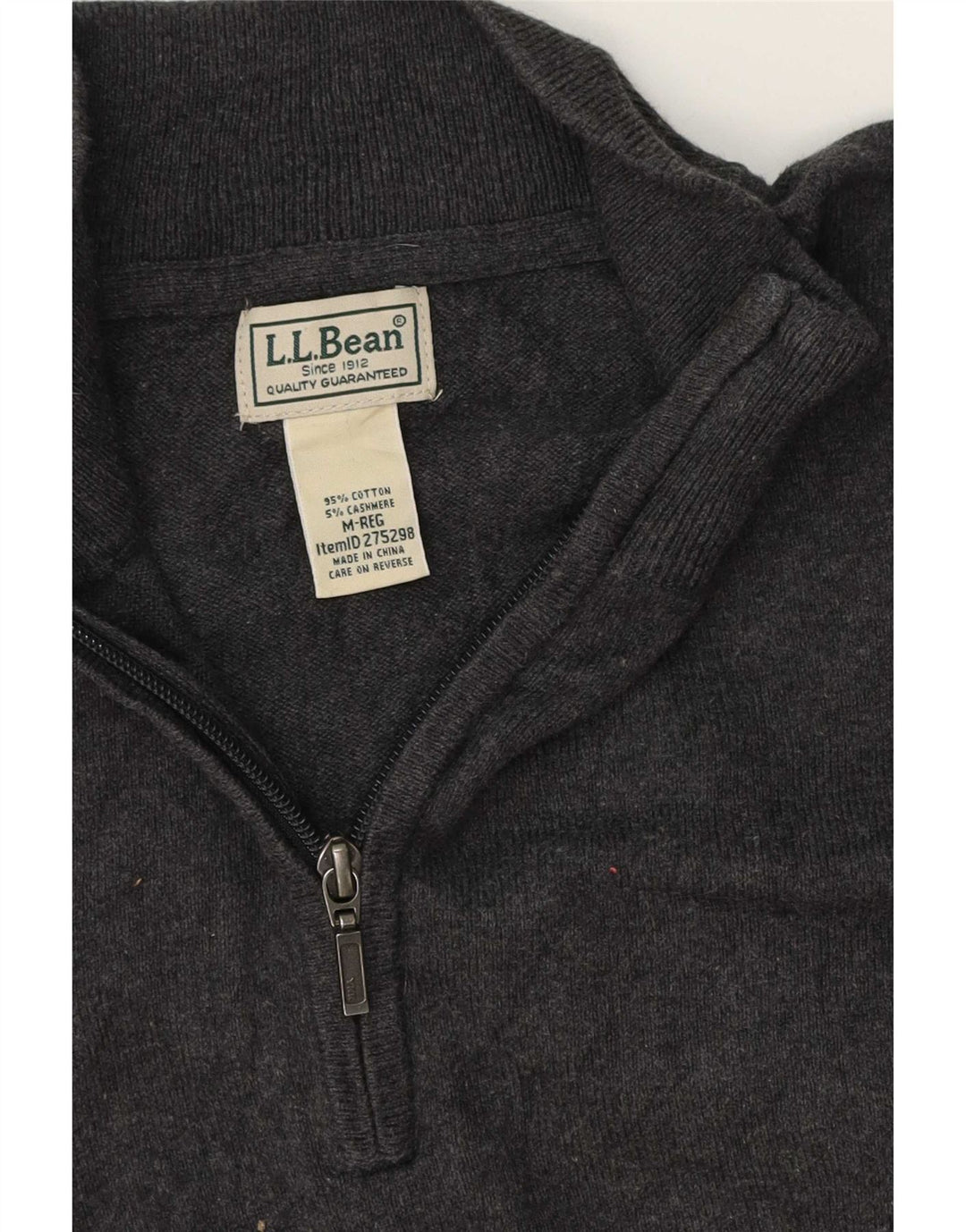 Pulover pentru bărbați L.L.Bean, cu formă obișnuită, cu fermoar și gât, gri mediu, clasic