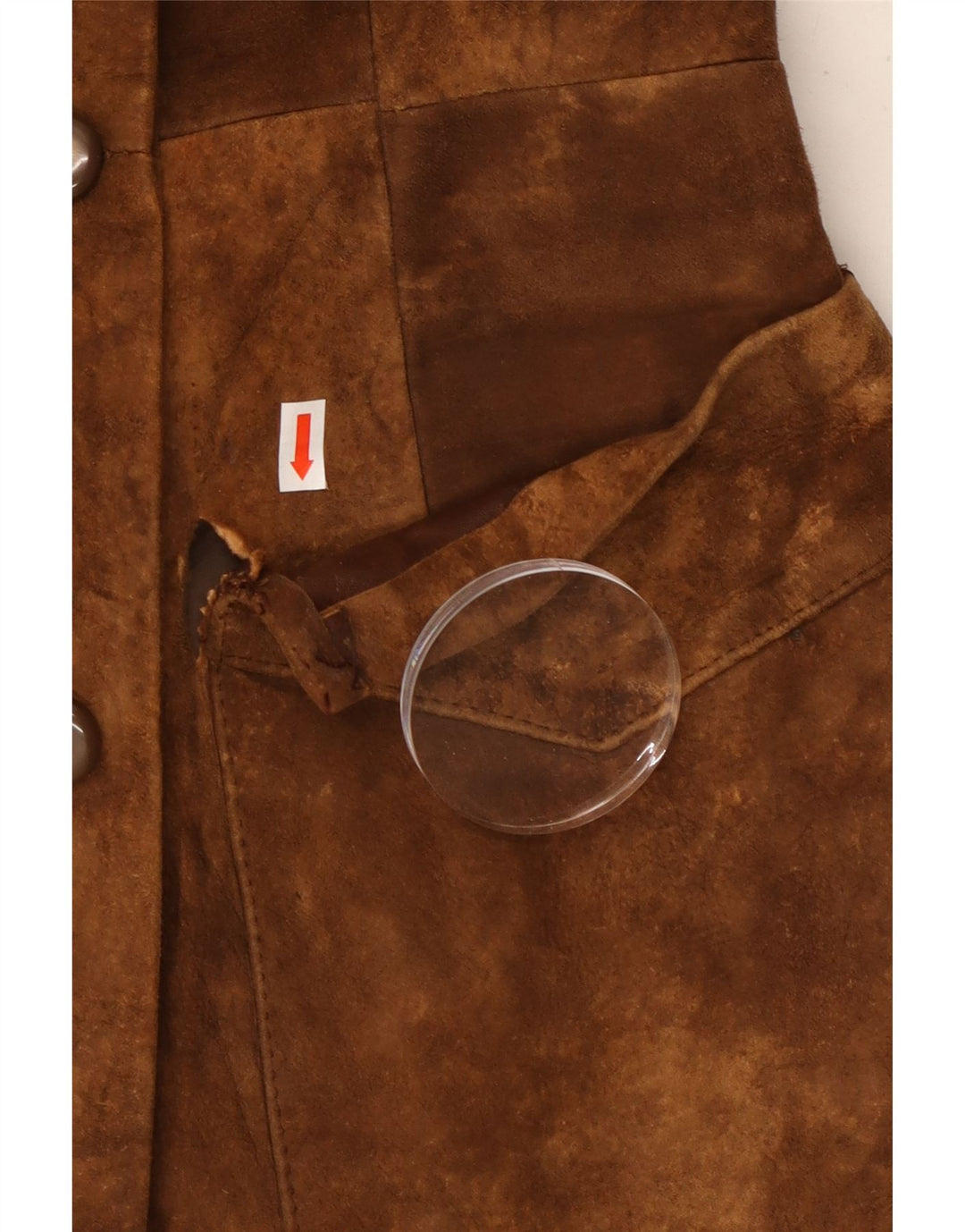 Pardesiu vintage pentru femei de piele intoarsa UK 10 mic maro