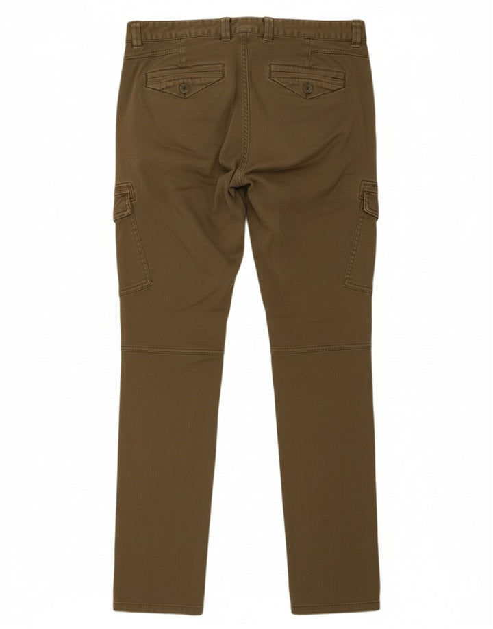 BENETTON Womens Slim Cargo Trousers IT 44 Medium W32 L32 Khaki Cotton