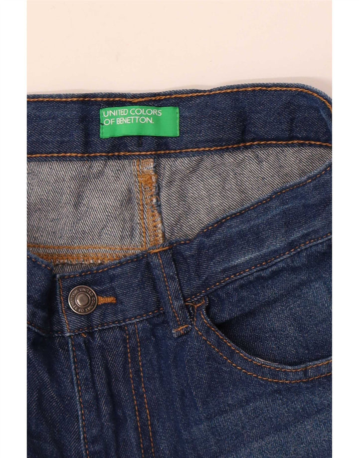 Blugi drepti grafici pentru femei Benetton W26 L26 Albastru