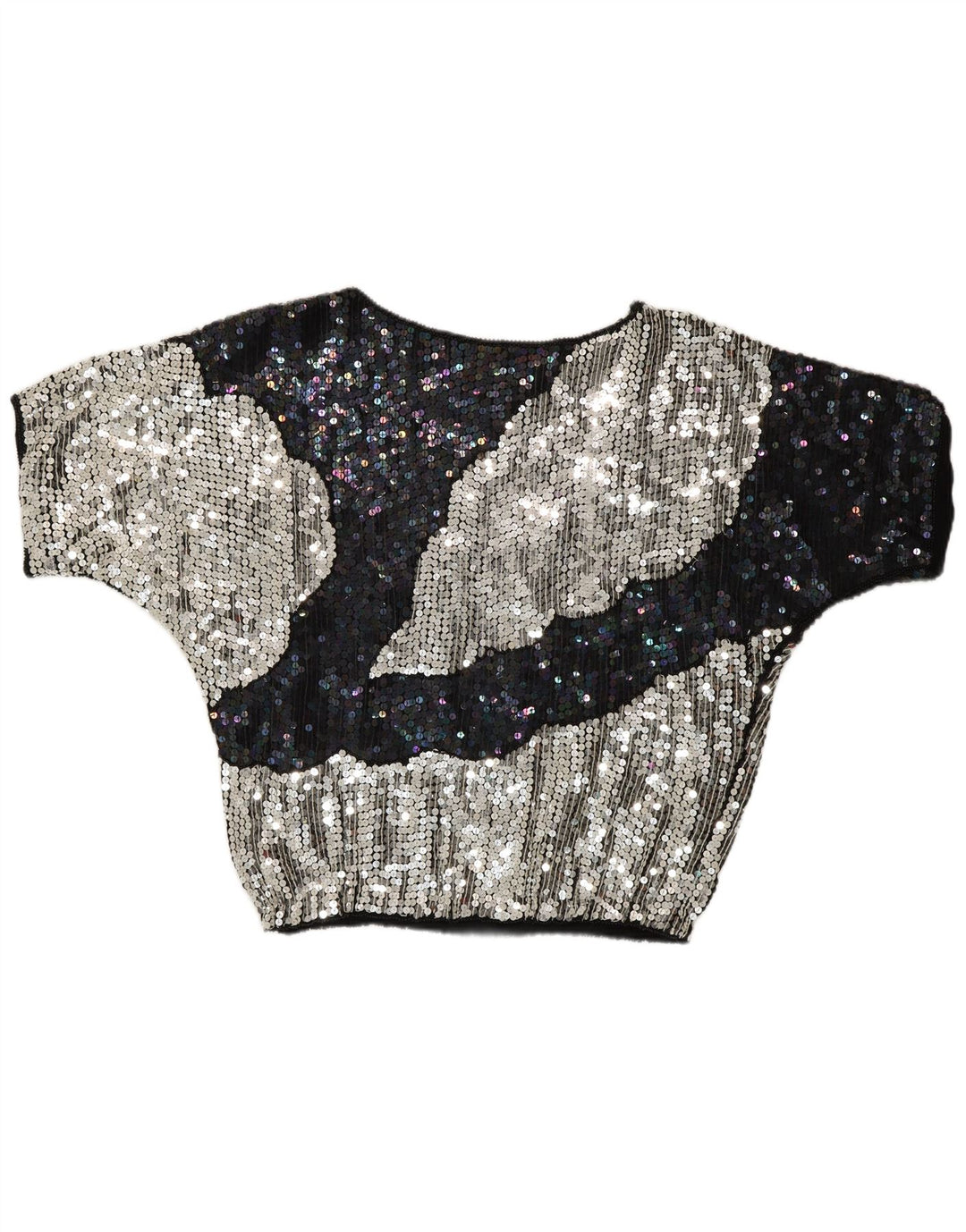 Bluză de seară vintage cu paiete pentru femei UK 10 Mic Multicolor