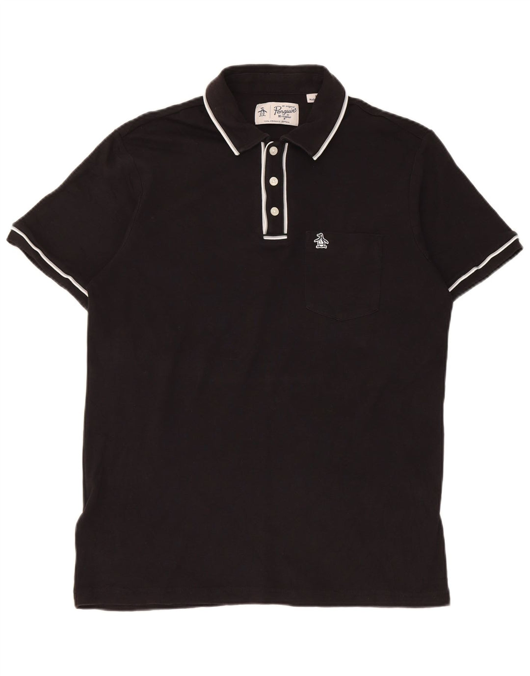 Tricou polo pentru bărbați Penguin, bumbac cu dungi negre medii