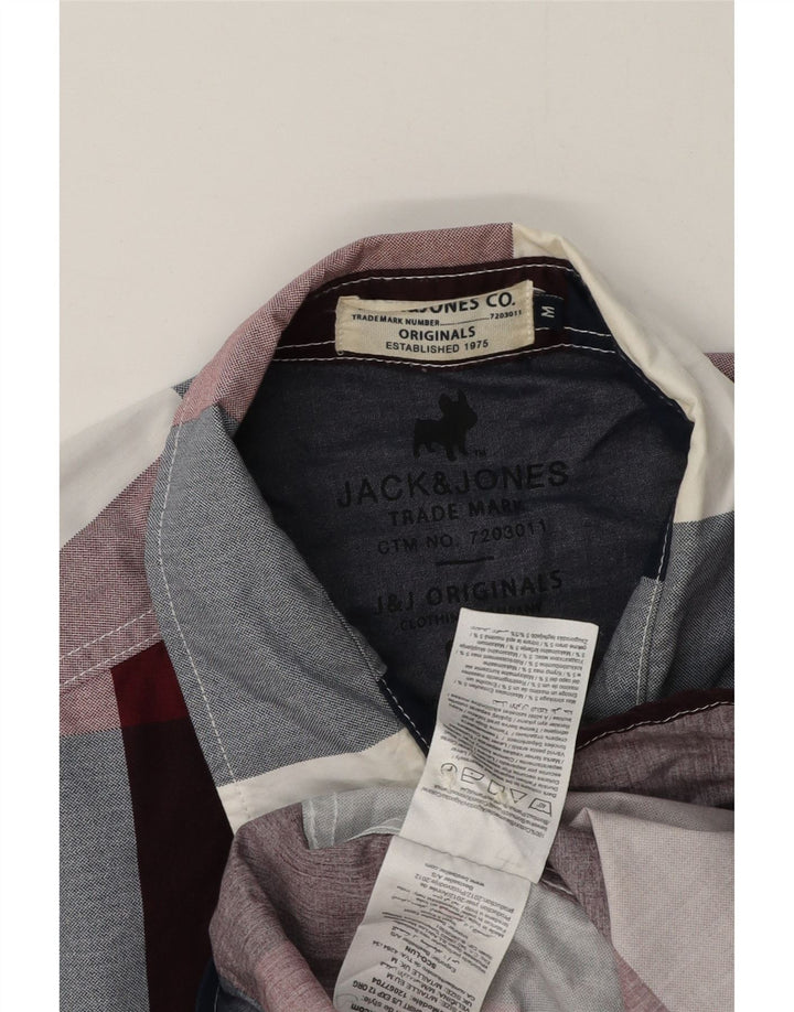 Cămașă Jack & Jones pentru bărbați, bumbac vichy burgundy mediu