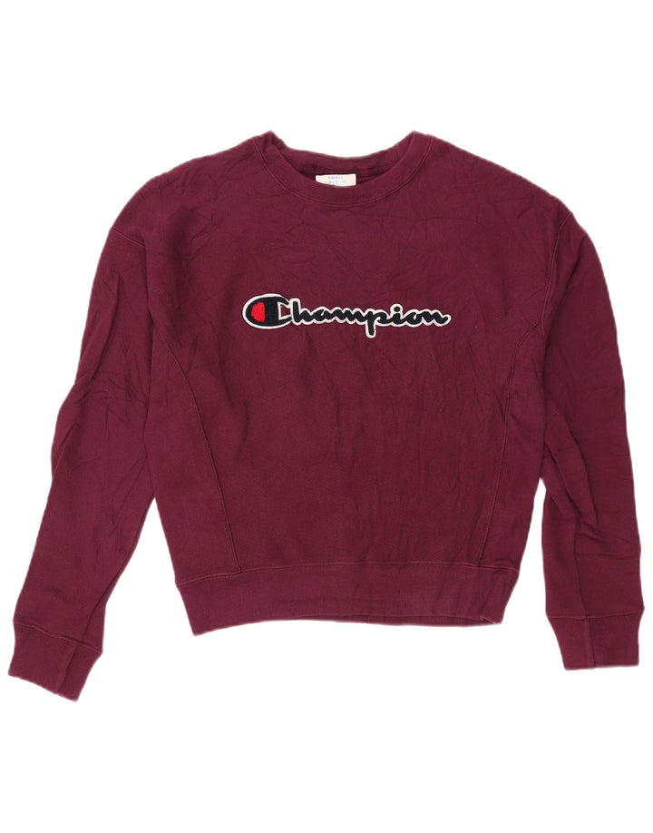 Pulover supradimensionat cu grafic pentru femei CHAMPION UK 10 Mic Burgundy