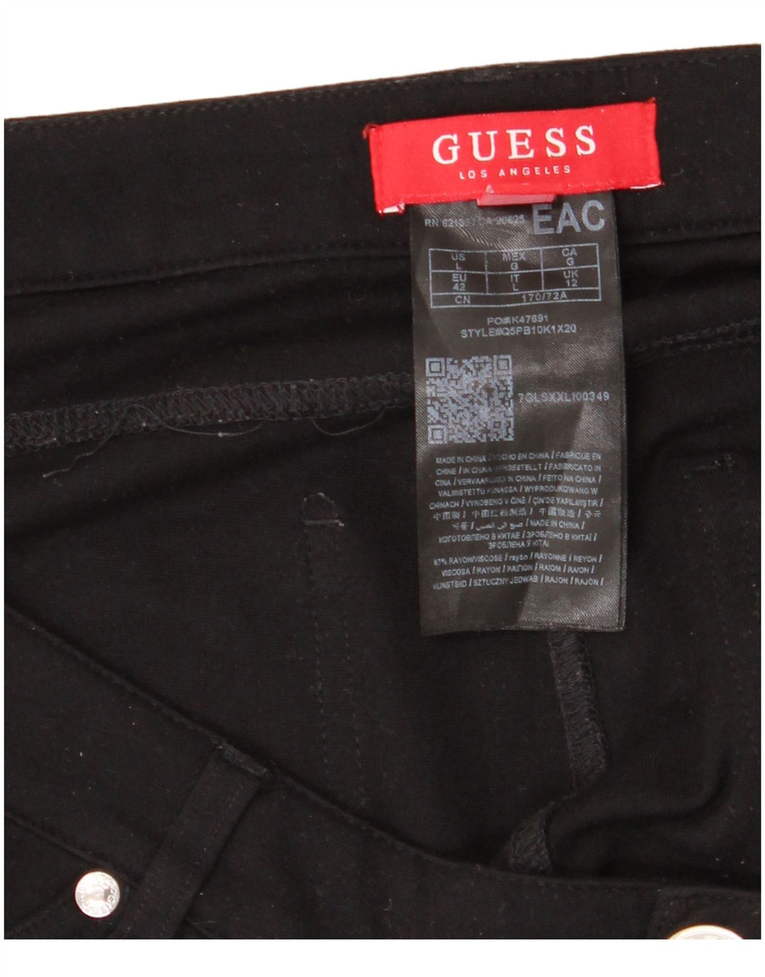 GUESS Pantaloni casual skinny cu talie înaltă pentru femei UK 12 Medium L34 L27 Negru