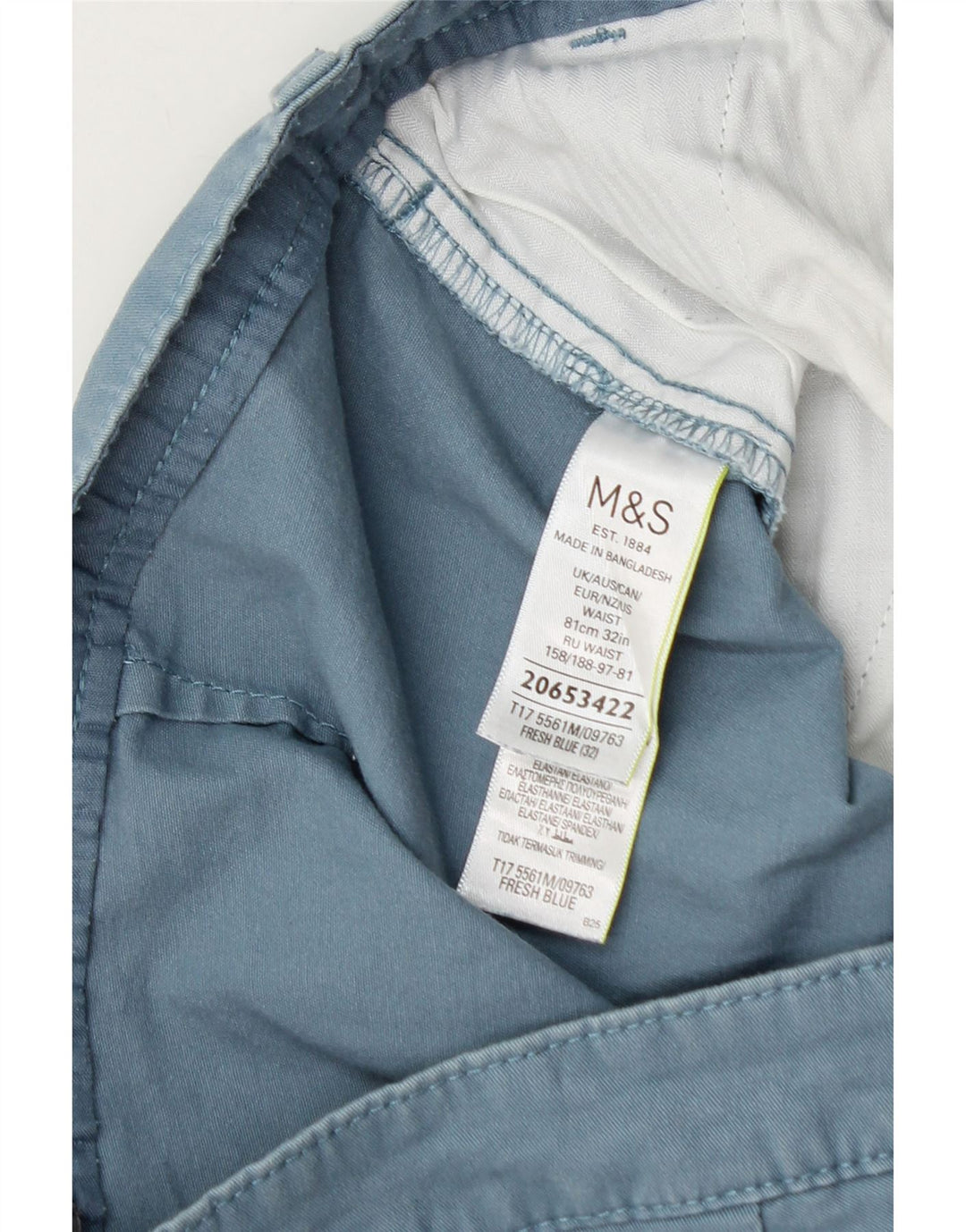 Pantaloni scurți chino pentru bărbați Marks & Spencer W32, bumbac albastru mediu