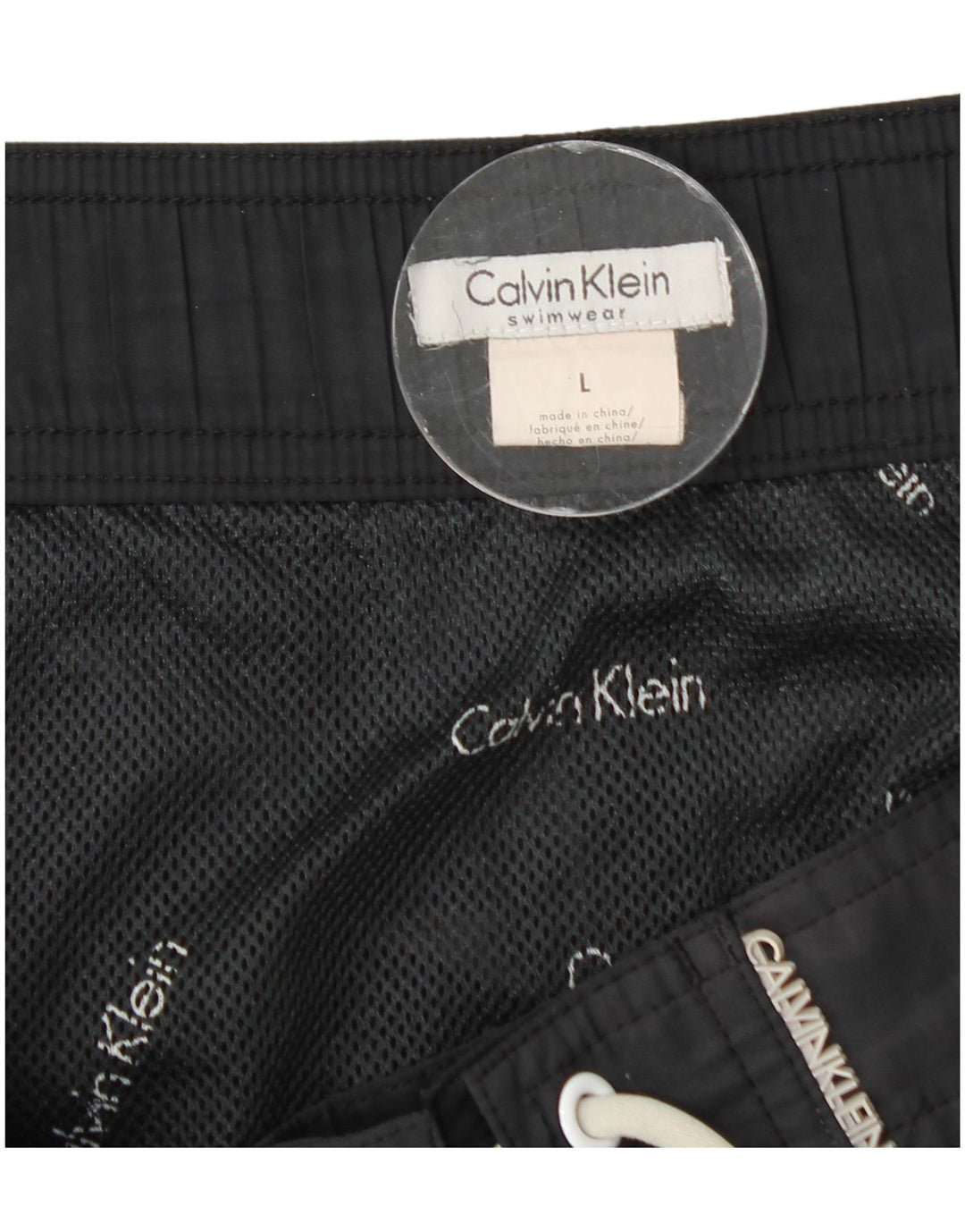 Pantaloni scurți de înot grafic Calvin Klein pentru bărbați, mari, negru, poliester color bloc