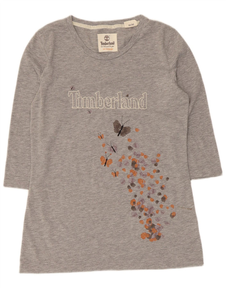 Top cu tunică cu mâneci 3/4 pentru femei Timberland UK 12 bumbac gri mediu
