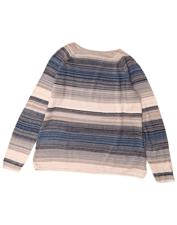 EDDIE BAUER Pulover cu decolteu în V pentru femei UK 18 XL, cu dungi multicolore