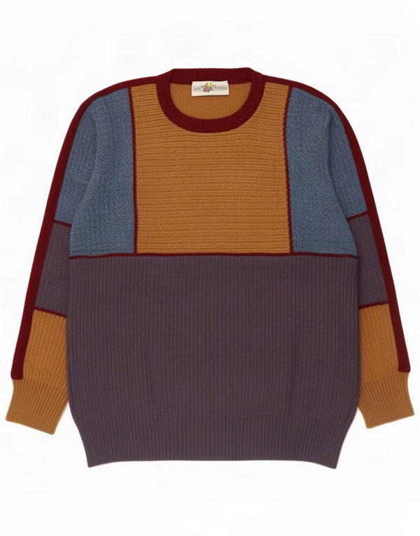 Vintage Pulover cu gât roșu pentru bărbați Medium Multicolor Colorblock
