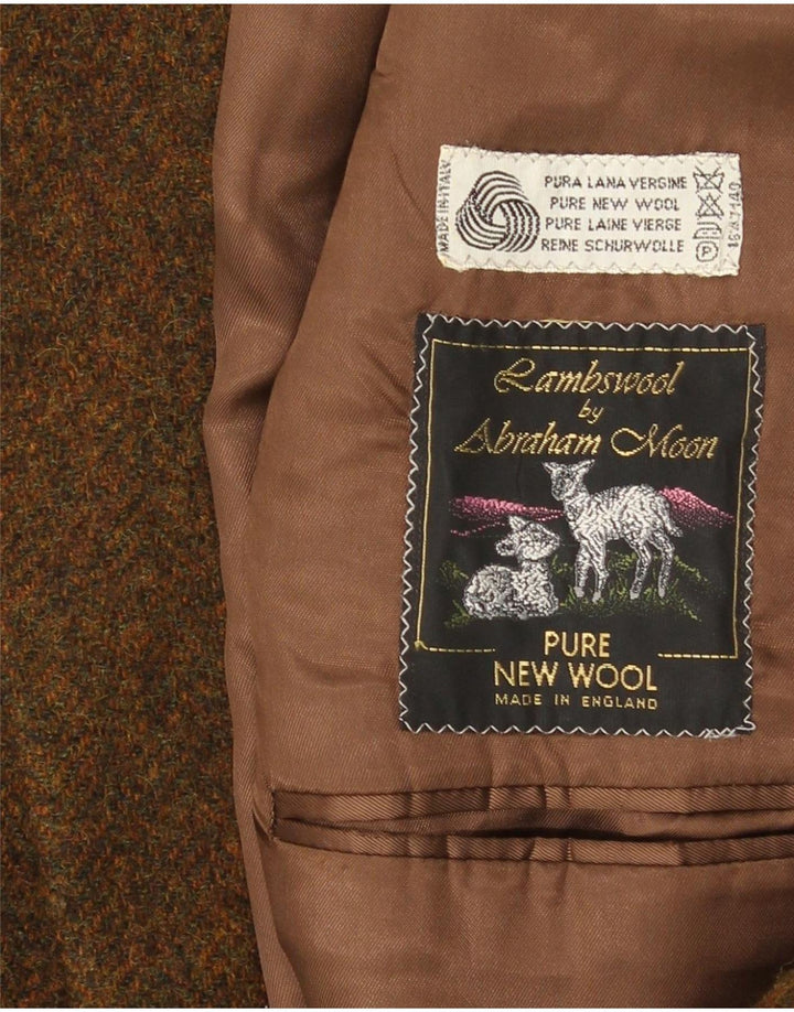 Jachetă vintage pentru bărbați cu 2 nasturi IT 48 Lână virgină maro medie cu pete