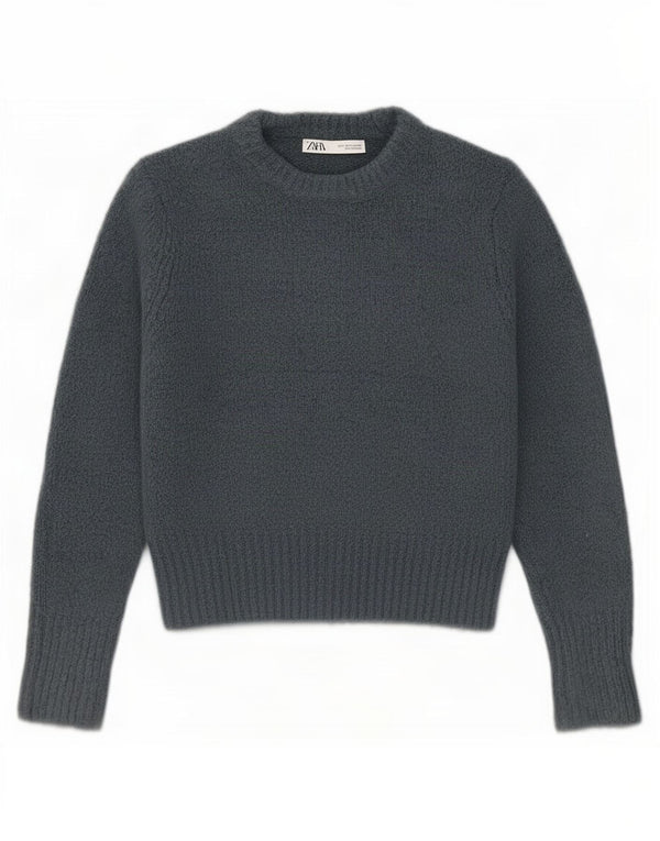 Pulover pentru damă Zara Crop Crew Deck Pulover UK 10 Small Blue Acrylic