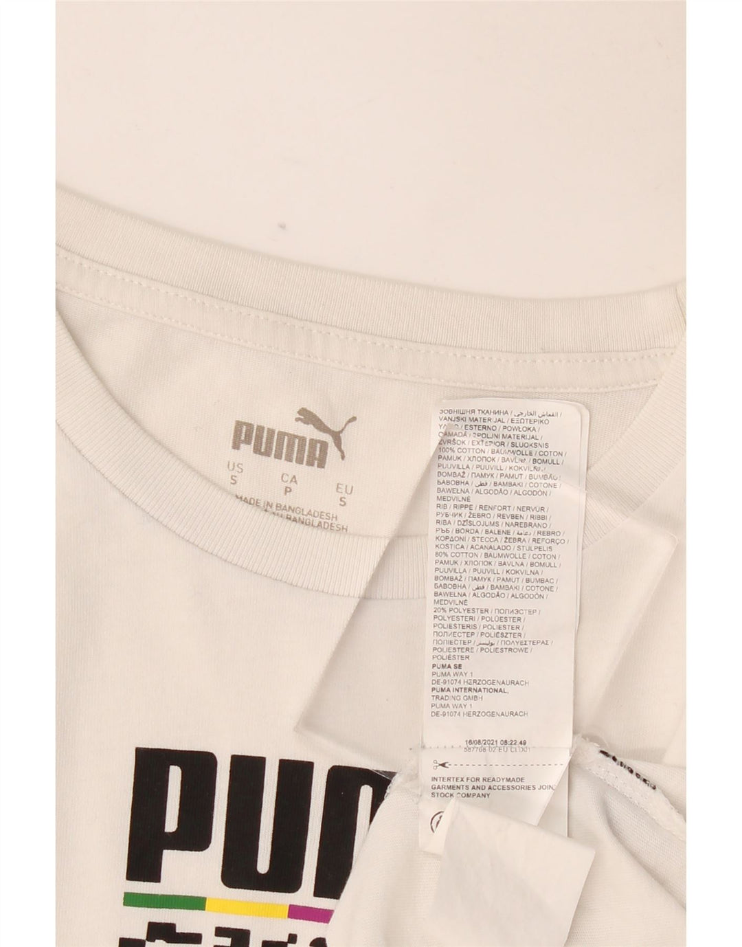 Tricou grafic PUMA pentru bărbați Top mic din bumbac alb