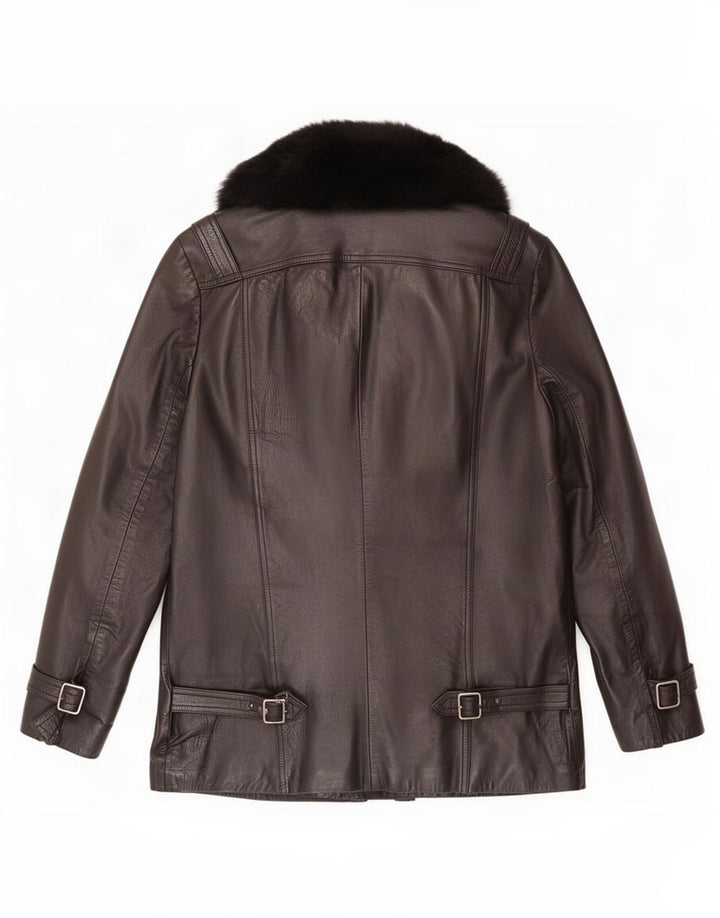 Jachetă de piele vintage pentru femei UK 14 Medium Black